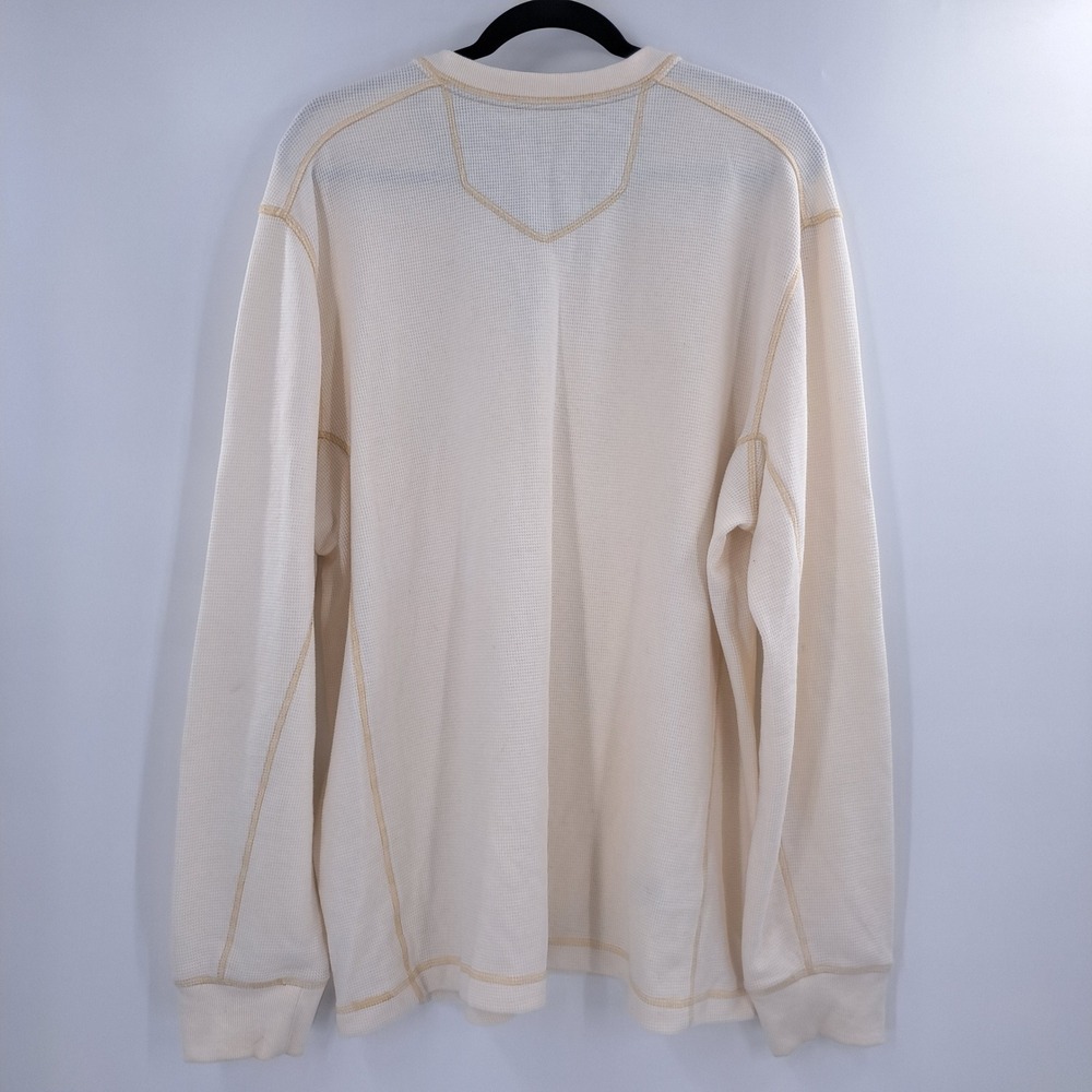 Eddie Bauer Gorpcore Waffle Knit Henley Mens XL Cream Outdoorsy Cabin Rugged - Picture 6 of 10